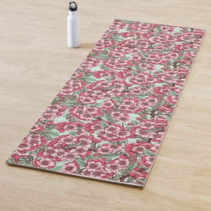 Cherry blossom in pink and mint yoga mat