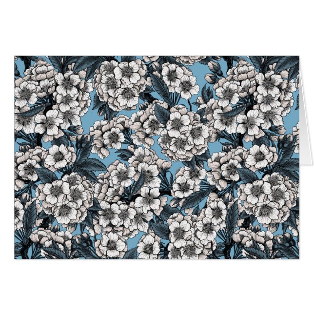 Cherry blossom in white and blue (Front Horizontal)