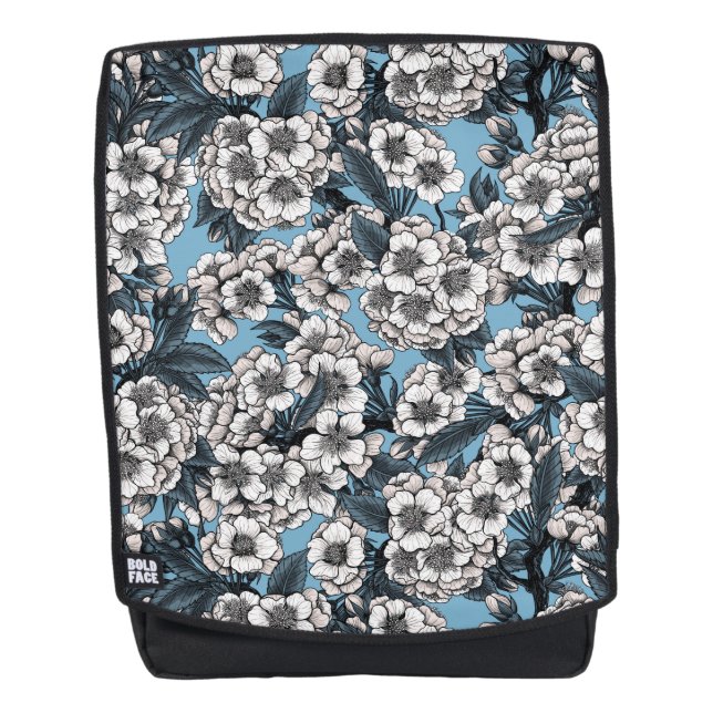 Cherry blossom in white and blue backpack (Front)