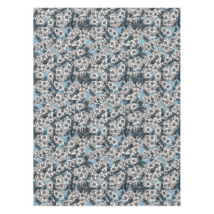 Cherry blossom in white and blue tablecloth