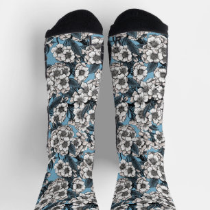 Cherry blossom in white and blue wireless charger socks