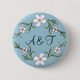 Cherry Blossom Initials Button
