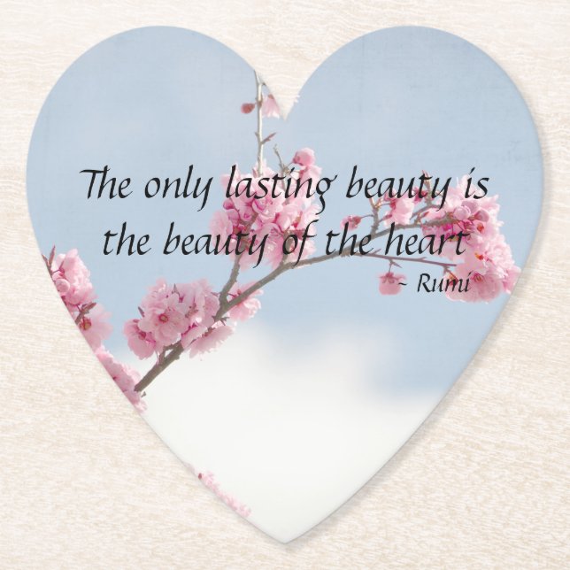 Cherry Blossom Inspirational quote Paper Coaster (Front)