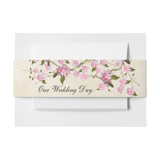 Cherry Blossom Invitation Belly Band (Front Example)