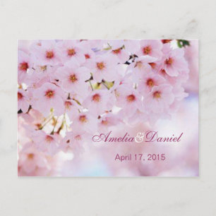 Cherry blossom invitation reply, RSVP Postcard