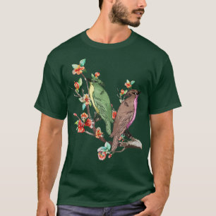 Cherry Blossom Japanese Art Birds On Peach Tree  T-Shirt