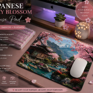 Cherry Blossom Japanese Elegant Gold Wedding Mouse Mat