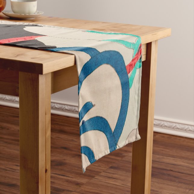 Cherry Blossom Japanese Floral Print Short Table Runner (In Situ)