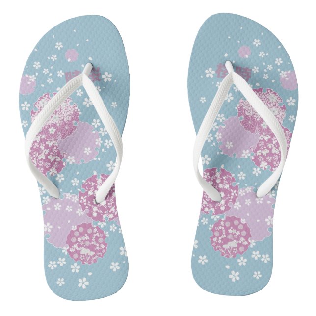 Cherry Blossom, Japanese Sakura  Flip Flops (Footbed)