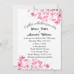 Cherry Blossom Japanese Sakura Pink Wedding Invita Invitation