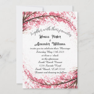 Cherry Blossom Japanese Sakura Pink Wedding Invita Invitation