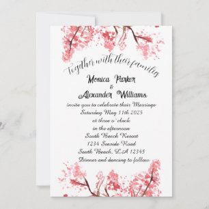 Cherry Blossom Japanese Sakura Pink Wedding  Invitation