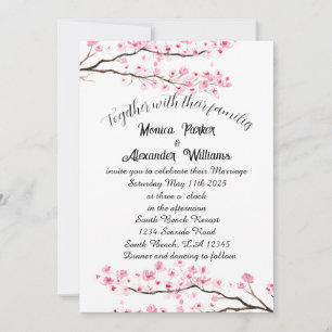 Cherry Blossom Japanese Sakura Pink Wedding Invitation