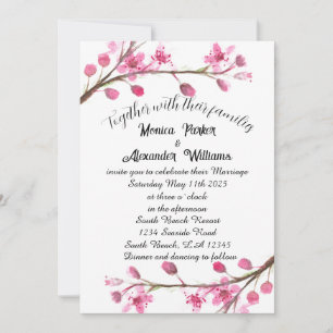 Cherry Blossom Japanese Sakura Pink Wedding Invitation