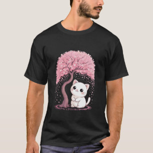 Cherry Blossom Japanese Tree Sweet cat Kitten Japa T-Shirt