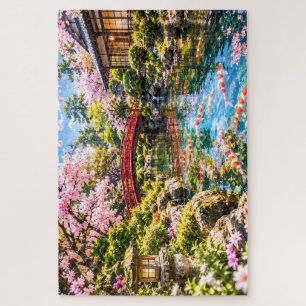 Cherry Blossom Koi Garden – Japanese Serenity Jigsaw Puzzle