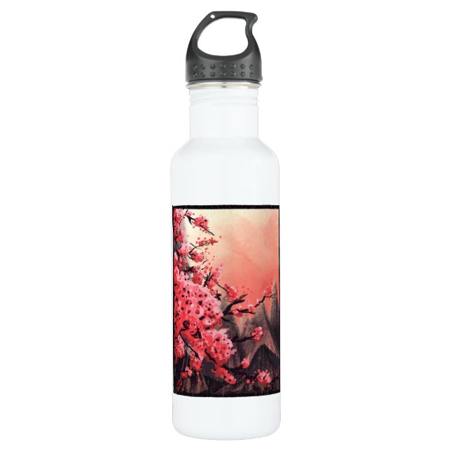 Cherry blossom landscape 710 ml water bottle (Front)