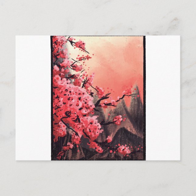 Cherry blossom landscape postcard (Front)