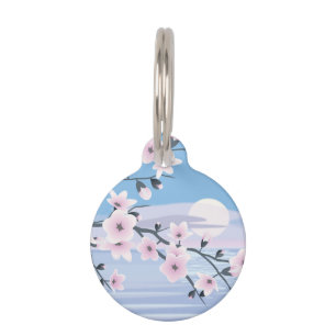 Cherry Blossom Landscape Sea Pet Tag