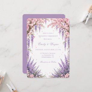 Cherry Blossom Lavender Tree Wedding Ceremony Invitation