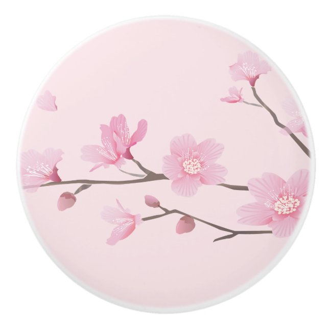 Cherry Blossom - Light Pink Ceramic Knob (Front)