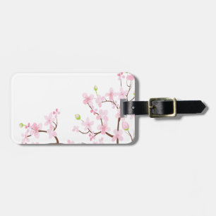 Cherry Blossom Luggage Tag w/ leather strap