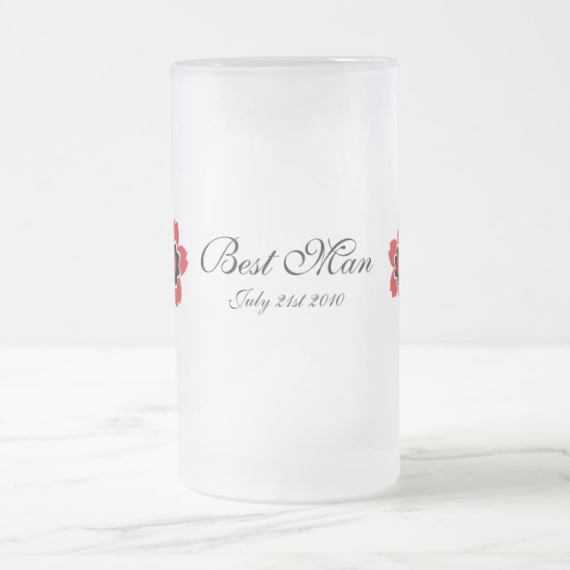 Cherry Blossom Modern Custom Best Man Frosted Glass Beer Mug (Center)