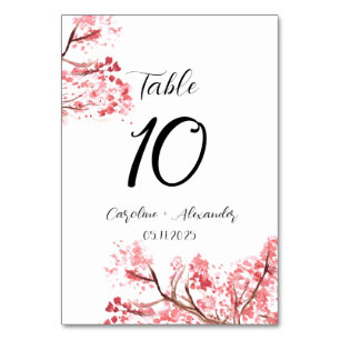 Cherry blossom Modern Oriental Sakura Wedding Table Number