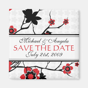 Cherry Blossom Modern Save The Date Magnet