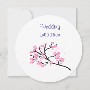 Cherry Blossom Modern Simple Elegant Wedding Ideas Invitation