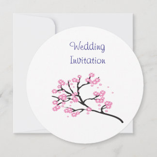 Cherry Blossom Modern Simple Elegant Wedding Ideas Invitation