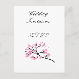 Cherry Blossom Modern Simple Elegant Wedding Ideas Invitation Postcard