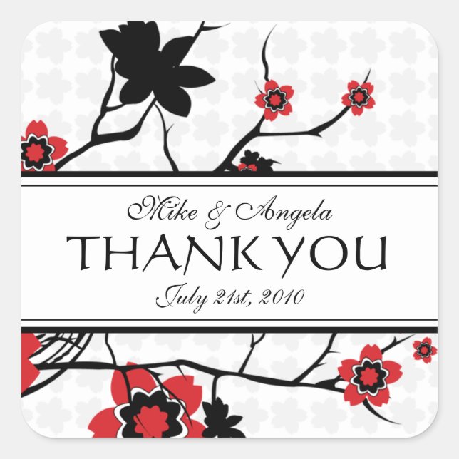Cherry Blossom Modern Thank You Stickers (Front)