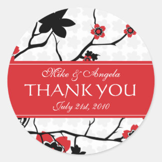 Cherry Blossom Modern Wedding Thank You Classic Round Sticker