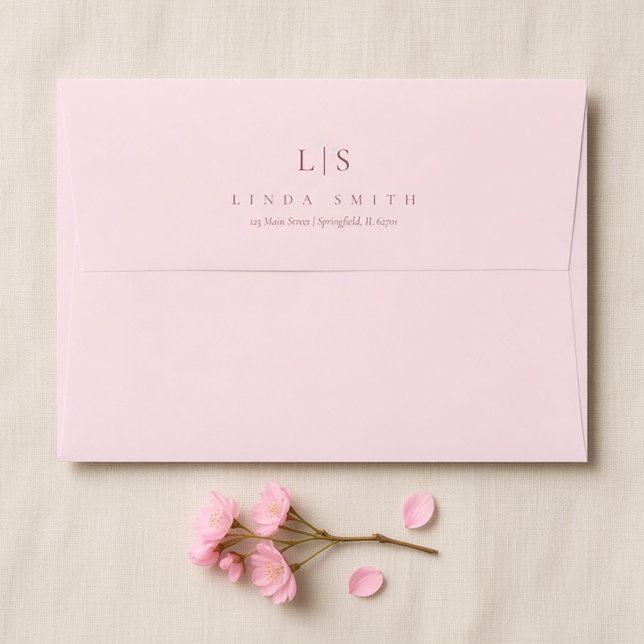 Cherry Blossom Monogram 50th Birthday Envelope (Creator Uploaded)