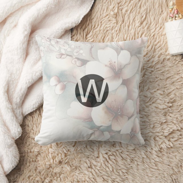Cherry Blossom Monogram Cushion (Blanket)