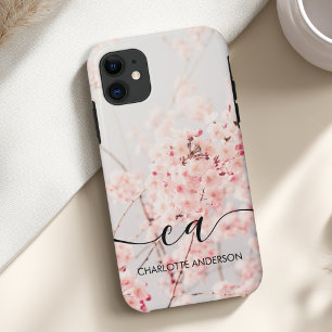 Cherry Blossom Monogram Elegant Custom iPhone 11 Case