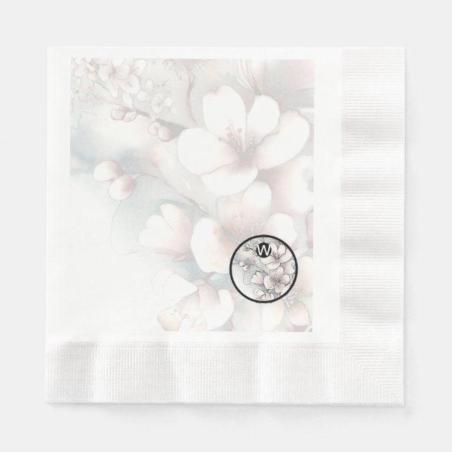 Cherry Blossom Monogram Napkins (Front)