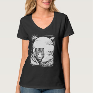 Cherry Blossom Moon Big Cat - Wildlife Animal Tige T-Shirt