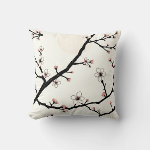 Cherry Blossom Moon Minimal Pattern Cushion