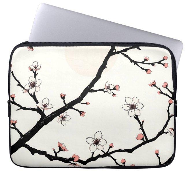 Cherry Blossom Moon Minimal Pattern Laptop Sleeve (Front)