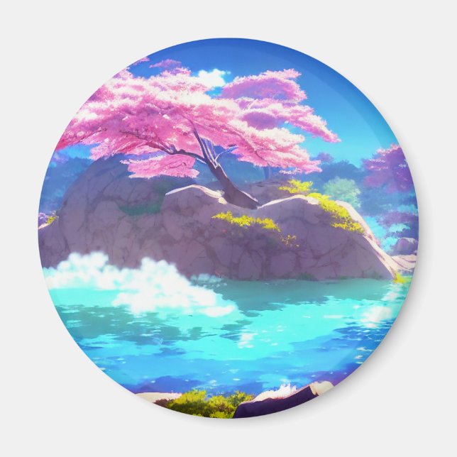 Cherry Blossom Mountain Magnet (Front)