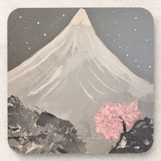 Cherry Blossom & Mountain Scene Coasters – Nature-