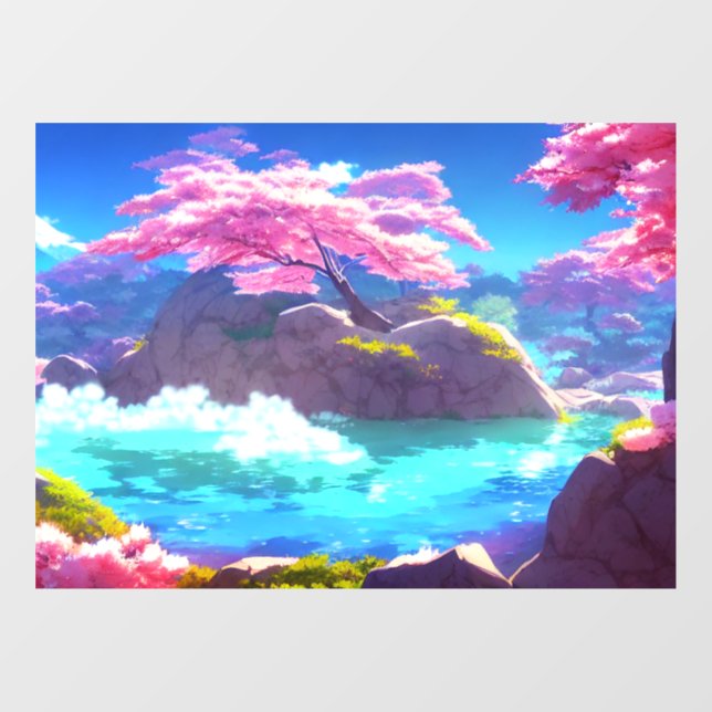 Cherry Blossom Mountain Window Cling (Sheet)