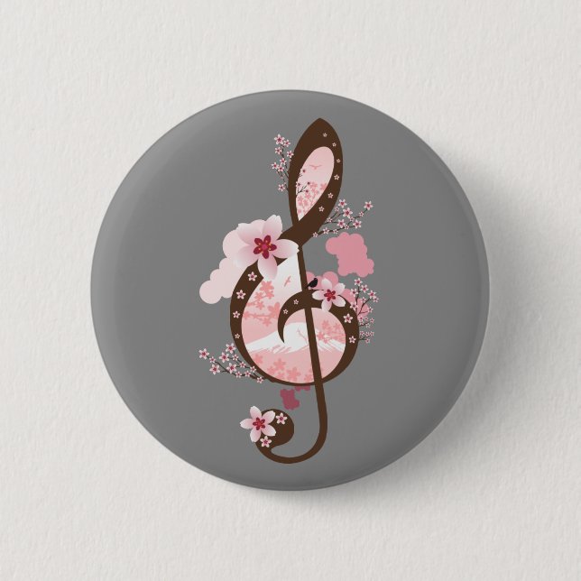 Cherry Blossom Music 6 Cm Round Badge (Front)