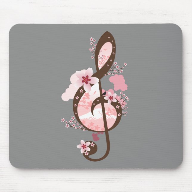 Cherry Blossom Music Mouse Mat (Front)