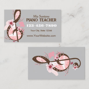 Cherry Blossom Music Piano Teacher Business Card