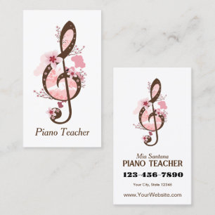 Cherry Blossom Music Piano Teacher Business Card