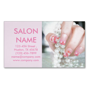 cherry blossom nails fashion beauty SPA nail salon Magnetic Business Card