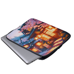 Cherry Blossom Night in Old Japan Laptop Sleeve